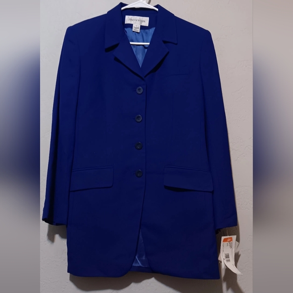 Jones New York Blazer Women Royal Blue Sz6 Pure New Wool Ejecutive Jacket - Picture 13 of 13